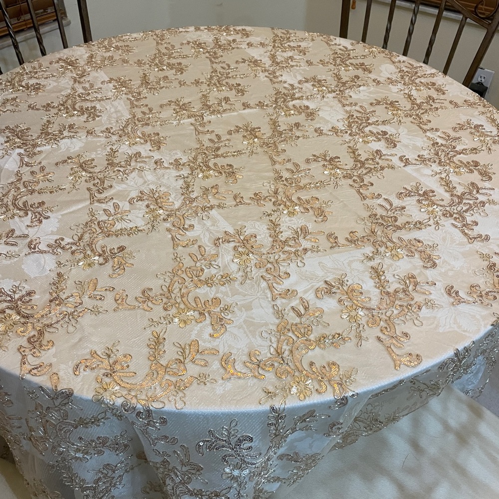 LinenTablecloth 72”x 75” Square Overlay Champagne
